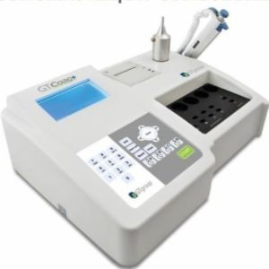 Coagulômetro semi-automático de 2 canais para exames de coagulação.